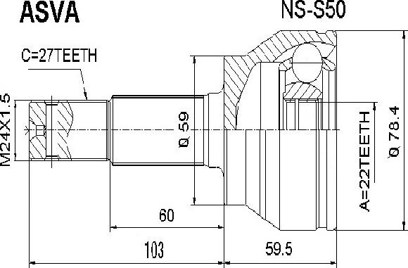 ASVA NS-S50 - Шарнирный комплект, ШРУС, приводной вал unicars.by