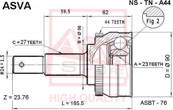 ASVA NS-TN-A44 - Шарнирный комплект, ШРУС, приводной вал unicars.by