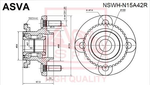 ASVA NSWH-N15A42R - Ступица колеса, поворотный кулак unicars.by