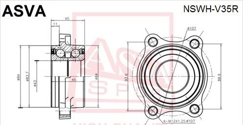 ASVA NSWH-V35R - Ступица колеса, поворотный кулак unicars.by