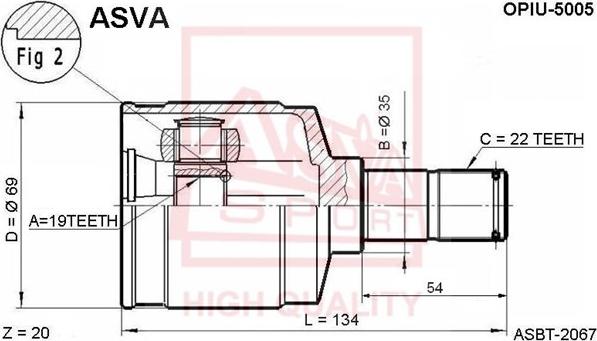 ASVA OPIU-5005 - Шарнирный комплект, ШРУС, приводной вал unicars.by