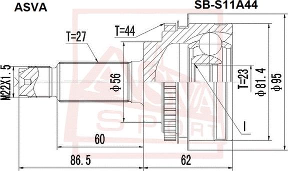 ASVA SB-S11A44 - Шарнирный комплект, ШРУС, приводной вал unicars.by