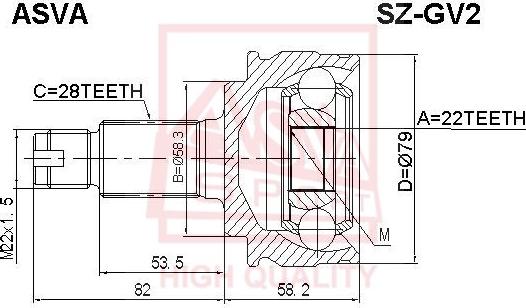 ASVA SZ-GV2 - Шарнирный комплект, ШРУС, приводной вал unicars.by