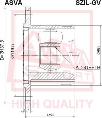 ASVA SZIL-GV - Шарнирный комплект, ШРУС, приводной вал unicars.by