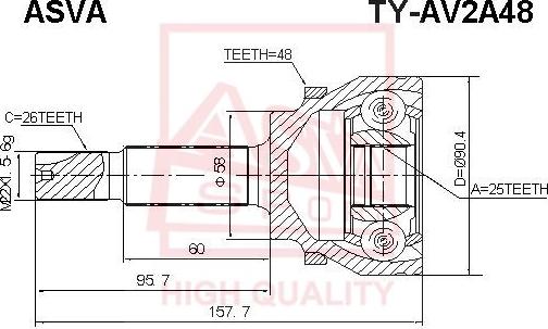 ASVA TY-AV2A48 - Шарнирный комплект, ШРУС, приводной вал unicars.by