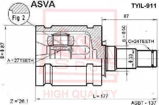 ASVA TYIL-911 - Шарнирный комплект, ШРУС, приводной вал unicars.by