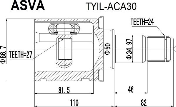 ASVA TYIL-ACA30 - Шарнирный комплект, ШРУС, приводной вал unicars.by