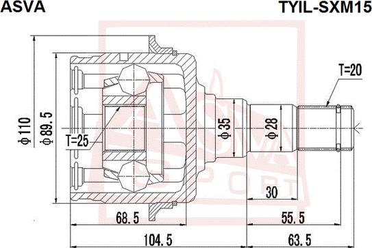 ASVA TYIL-SXM15 - Шарнирный комплект, ШРУС, приводной вал unicars.by