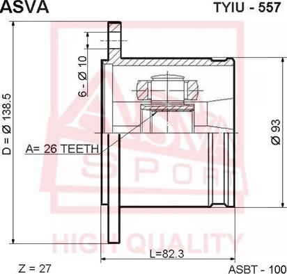 ASVA TYIU-557 - Шарнирный комплект, ШРУС, приводной вал unicars.by