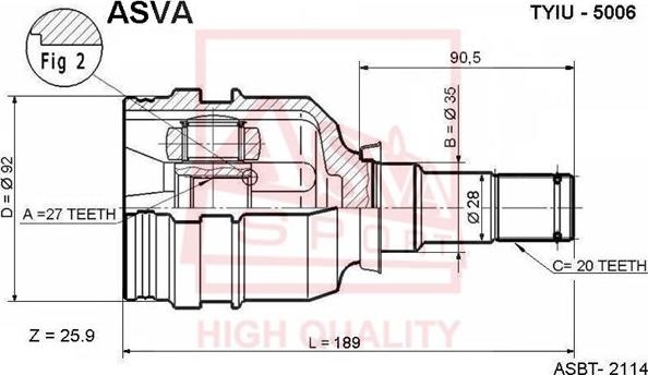 ASVA TYIU-5006 - Шарнирный комплект, ШРУС, приводной вал unicars.by