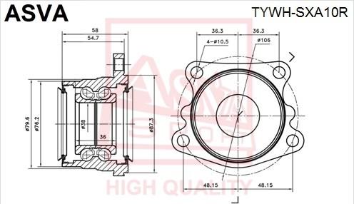 ASVA TYWH-SXA10R - Ступица колеса, поворотный кулак unicars.by