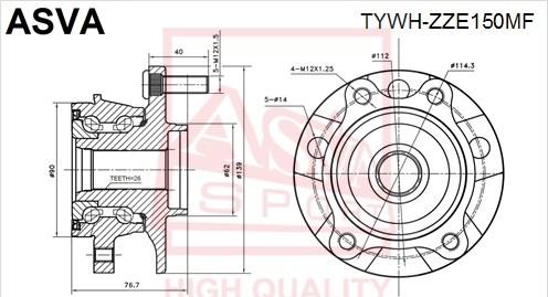 ASVA TYWH-ZZE150MF - Ступица колеса, поворотный кулак unicars.by