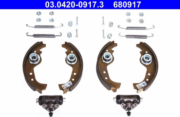 ATE 03.0420-0917.3 - Комплект тормозных колодок, барабанные unicars.by