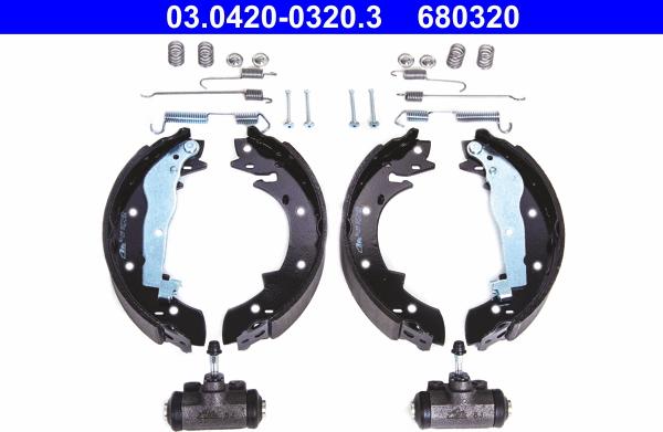 ATE 03.0420-0320.3 - Комплект тормозных колодок, барабанные unicars.by