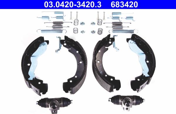 ATE 03.0420-3420.3 - Комплект тормозных колодок, барабанные unicars.by