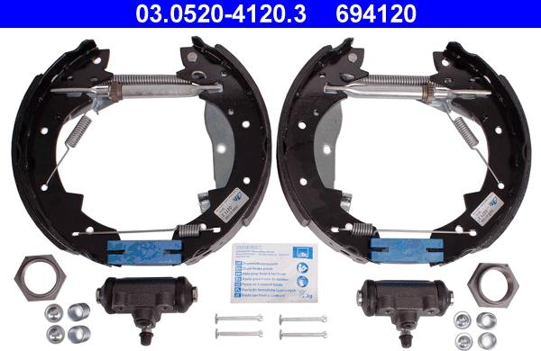 ATE 03.0520-4120.3 - Комплект тормозных колодок, барабанные unicars.by