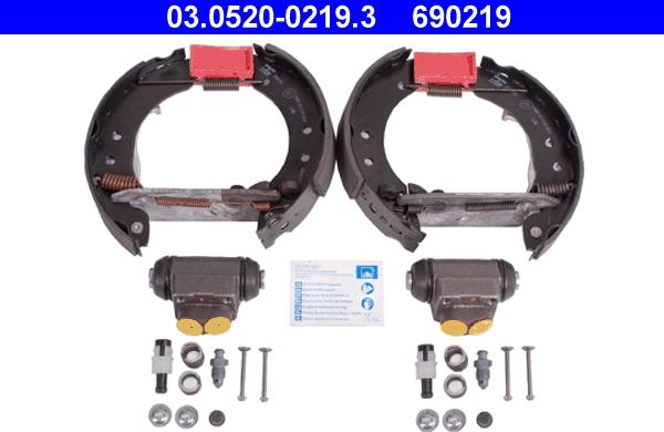 ATE 03.0520-0219.3 - Комплект тормозных колодок, барабанные unicars.by
