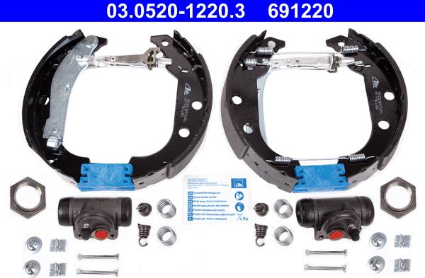 ATE 03.0520-1220.3 - Комплект тормозных колодок, барабанные unicars.by