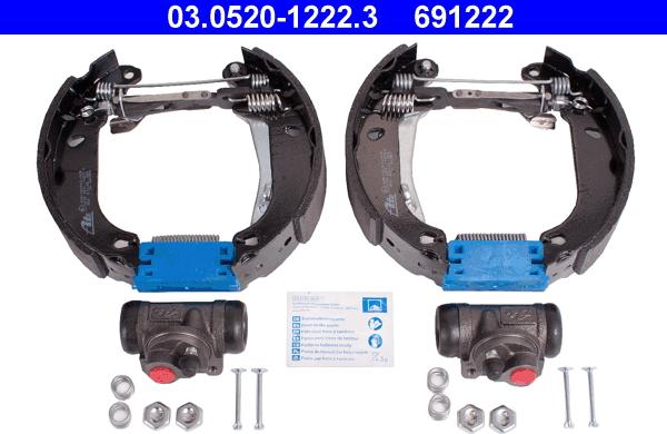 ATE 03.0520-1222.3 - Комплект тормозных колодок, барабанные unicars.by