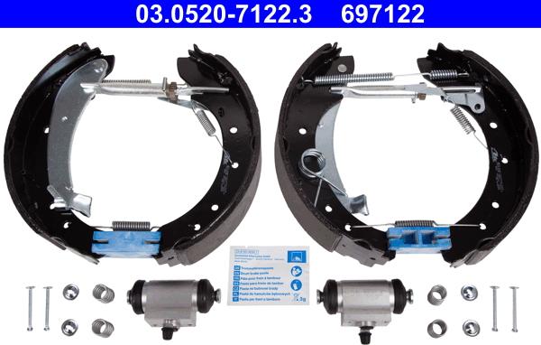 ATE 03.0520-7122.3 - Комплект тормозных колодок, барабанные unicars.by