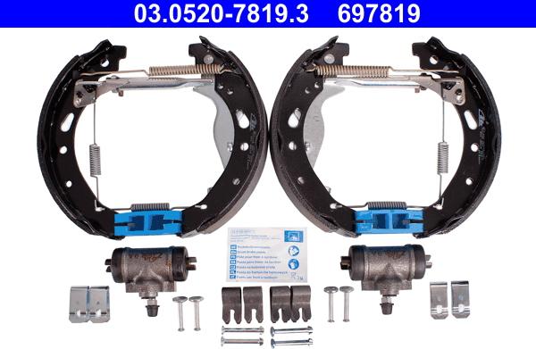 ATE 03.0520-7819.3 - Комплект тормозных колодок, барабанные unicars.by