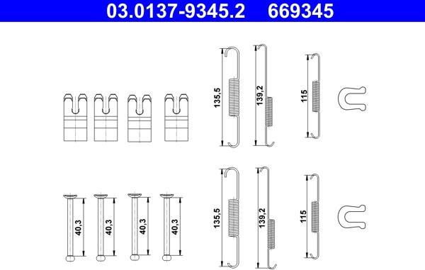 ATE 03.0137-9345.2 - Комплектующие, барабанный тормозной механизм unicars.by