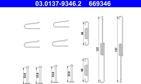 ATE 03.0137-9346.2 - Комплектующие, барабанный тормозной механизм unicars.by