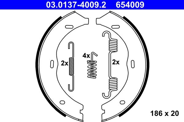 ATE 03.0137-4009.2 - Комплект тормозов, ручник, парковка unicars.by