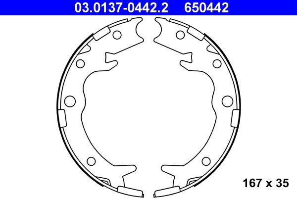 ATE 03.0137-0442.2 - Комплект тормозов, ручник, парковка unicars.by