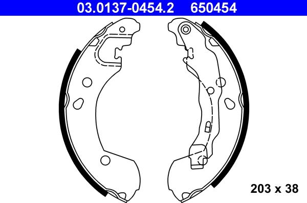 ATE 03.0137-0454.2 - Комплект тормозных колодок, барабанные unicars.by