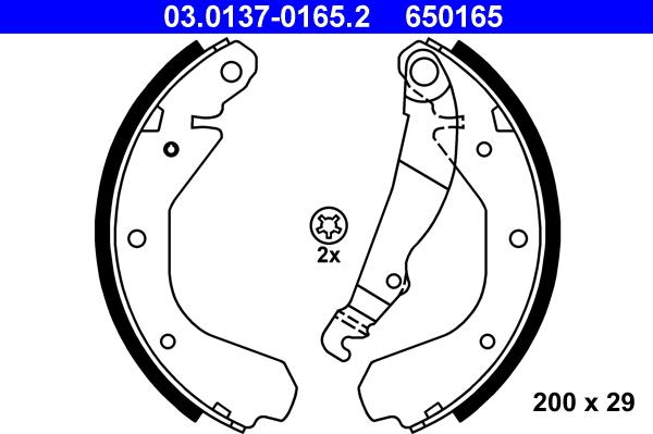 ATE 03.0137-0165.2 - Комплект тормозных колодок, барабанные unicars.by