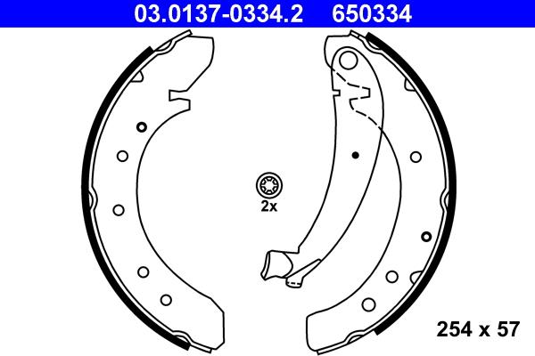 ATE 03.0137-0334.2 - Комплект тормозных колодок, барабанные unicars.by