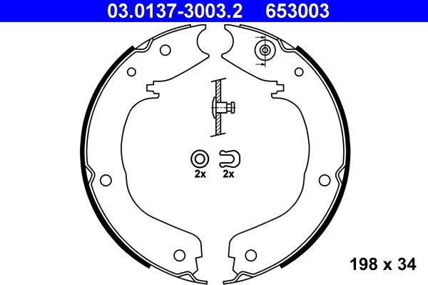 ATE 03.0137-3003.2 - Комплект тормозов, ручник, парковка unicars.by