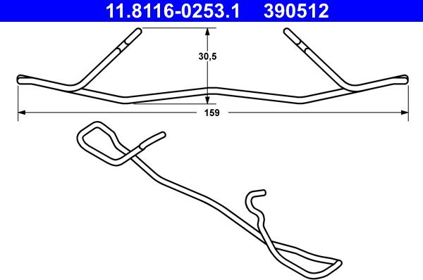 ATE 11.8116-0253.1 - Пружина, тормозной суппорт unicars.by