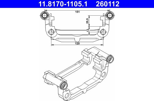 ATE 11.8170-1105.1 - Кронштейн, корпус скобы тормоза unicars.by