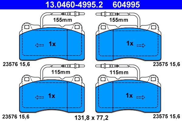 ATE 13.0460-4995.2 - Тормозные колодки, дисковые, комплект unicars.by