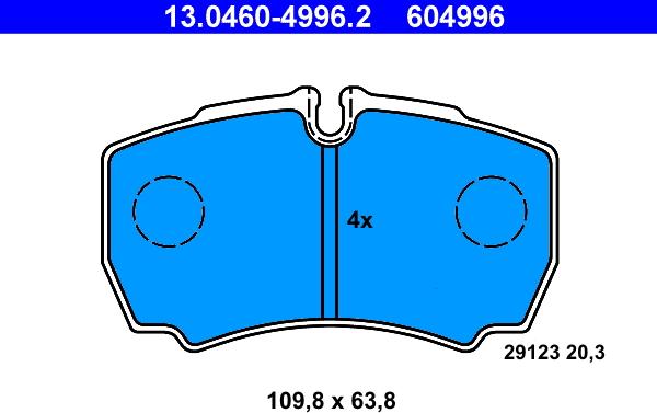 ATE 13.0460-4996.2 - Тормозные колодки, дисковые, комплект unicars.by