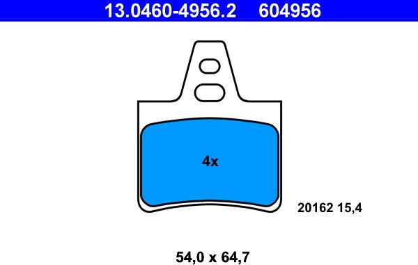 ATE 13.0460-4956.2 - Тормозные колодки, дисковые, комплект unicars.by