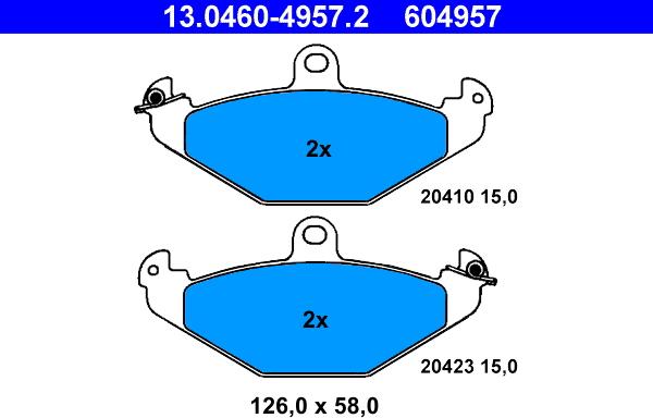 ATE 13.0460-4957.2 - Тормозные колодки, дисковые, комплект unicars.by