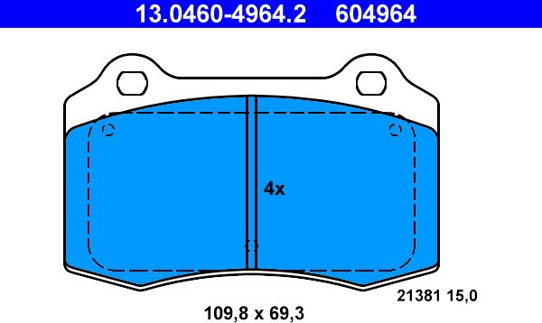 ATE 13.0460-4964.2 - Тормозные колодки, дисковые, комплект unicars.by