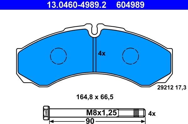 ATE 13.0460-4989.2 - Тормозные колодки, дисковые, комплект unicars.by