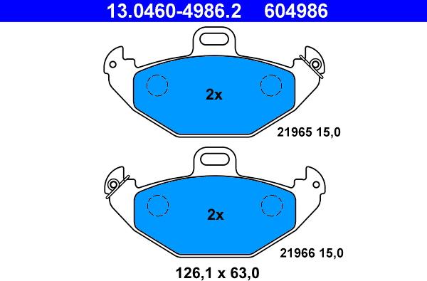 ATE 13.0460-4986.2 - Тормозные колодки, дисковые, комплект unicars.by