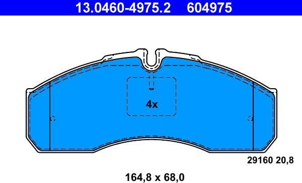 ATE 13.0460-4975.2 - Тормозные колодки, дисковые, комплект unicars.by