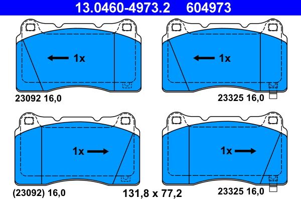 ATE 13.0460-4973.2 - Тормозные колодки, дисковые, комплект unicars.by