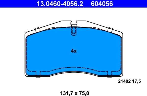 ATE 13.0460-4056.2 - Тормозные колодки, дисковые, комплект unicars.by