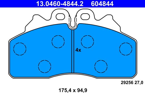 ATE 13.0460-4844.2 - Тормозные колодки, дисковые, комплект unicars.by