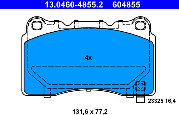 ATE 13.0460-4855.2 - Тормозные колодки, дисковые, комплект unicars.by