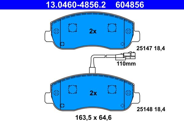 ATE 13.0460-4856.2 - Тормозные колодки, дисковые, комплект unicars.by