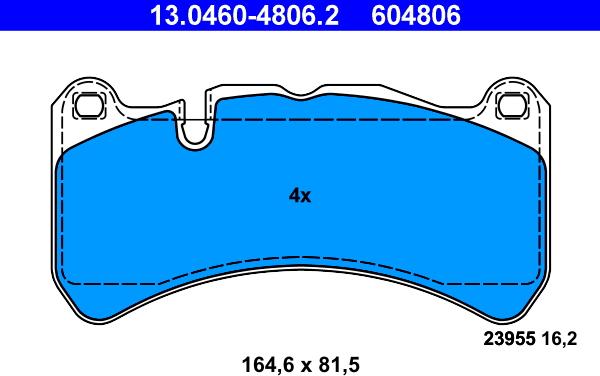 ATE 13.0460-4806.2 - Тормозные колодки, дисковые, комплект unicars.by