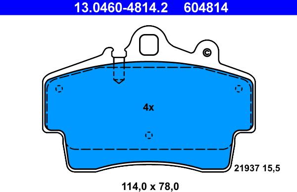 ATE 13.0460-4814.2 - Тормозные колодки, дисковые, комплект unicars.by